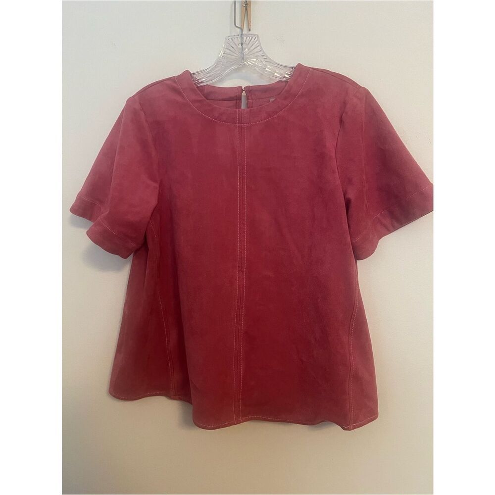 Maeve Short-SleeveβSuede Tunic Top in Maroon